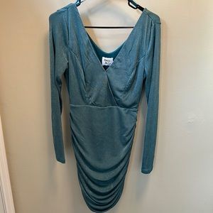 Elegant Teal Long Sleeve Dress Siz 8. Wedding Guest, Cocktail Dress, Etc.
